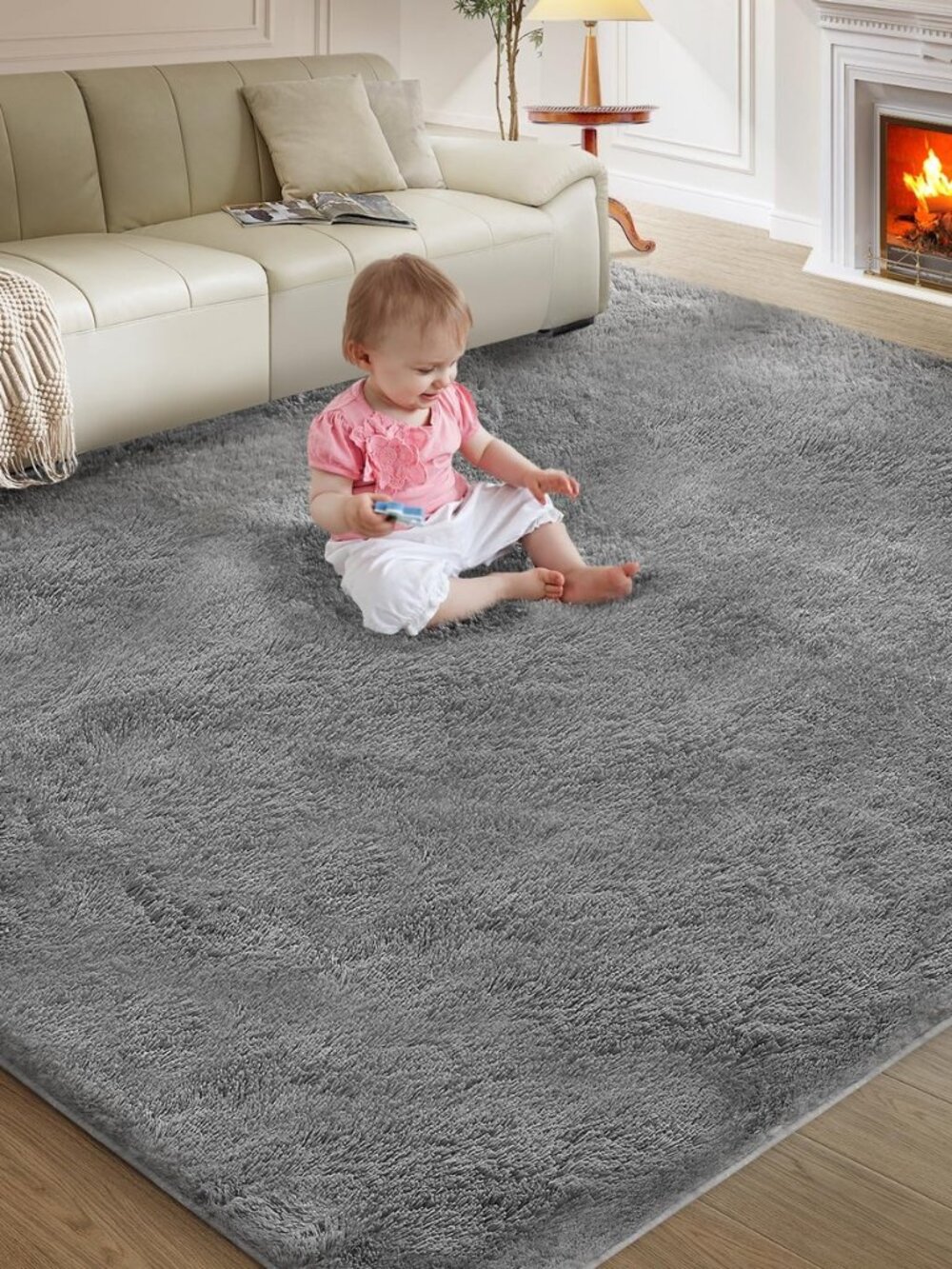 5X8 Ultra Soft Rug for Living Room, 5X8 Fluffy Shag Area Rug for Bedroom, Modern